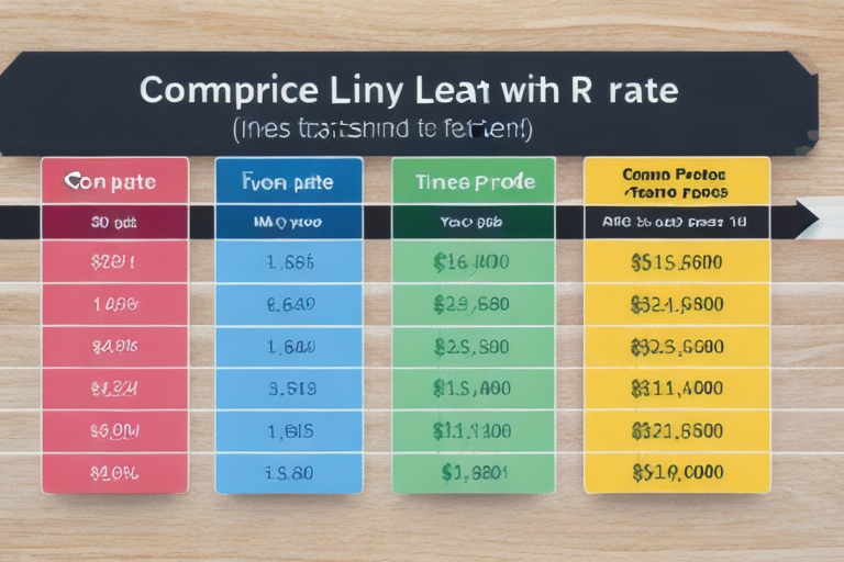 A comparison chart of different loan products with interest rates and terms highlighted